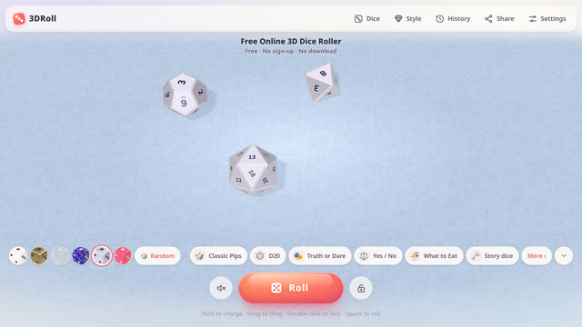 3DRoll – Holographic dice